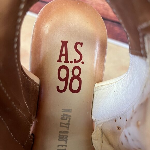 A.S.98 Leather Milk Peep Toe Wedge Espadrilles Sandal - Picture 8 of 16